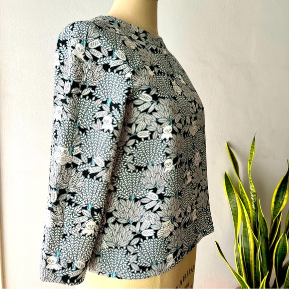 Anthropologie: Paul & Joe Sister Cat & Owl Blouse•Sz 2 - Picture 8 of 11